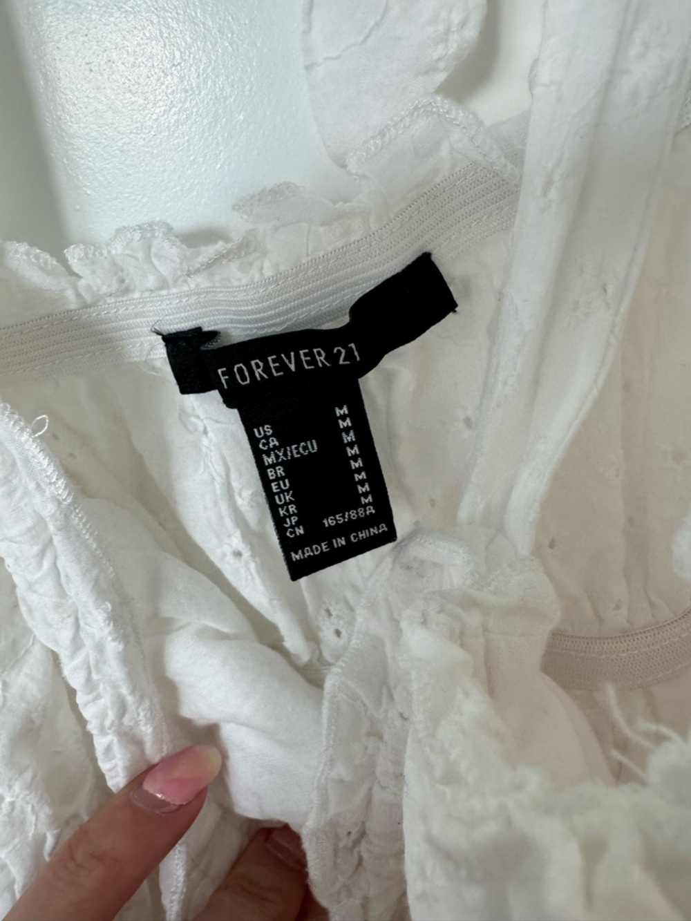 Forever 21 White Eyelet Smocked Tank with Tie Straps - Picture 2 of 2